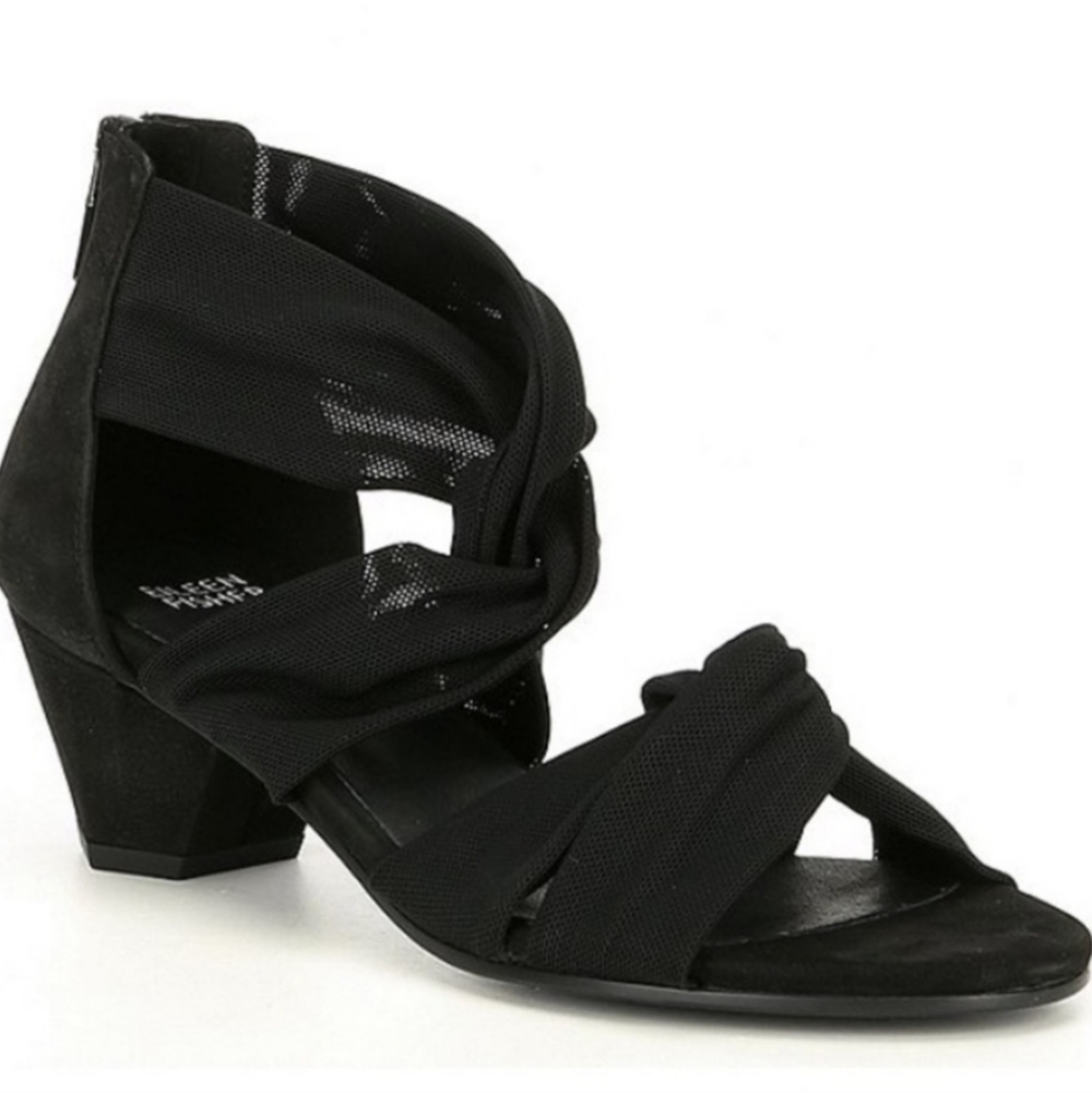 NEW Eileen FisherJoy Knotted Black Zip Sandals